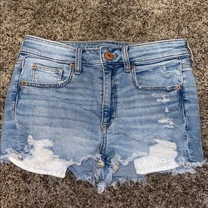 AE super stretch high rise jean short